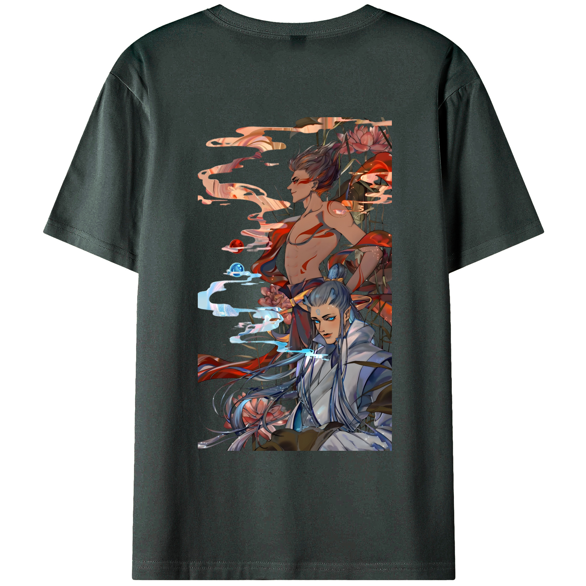 （画像用） Ne Zha 2 ナタ 魔童の大暴れ 綿100％ メンズ半袖Tシャツ（バックプリント） 通気性